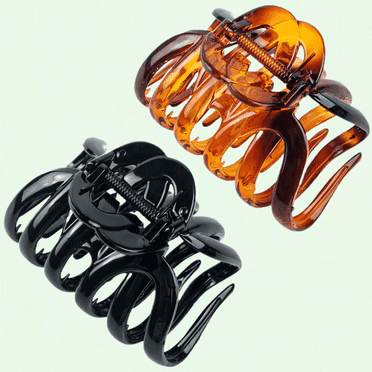 2 Pieces 3.5'' Large Octopus Claw Clips for Thick Long Hair, Black and Tortoise