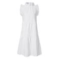 thumbnail image 4 of Uhndy Women's Sleeveless Ruffles Dress Loose Minidress Casual Summer Dress White S, 4 of 6