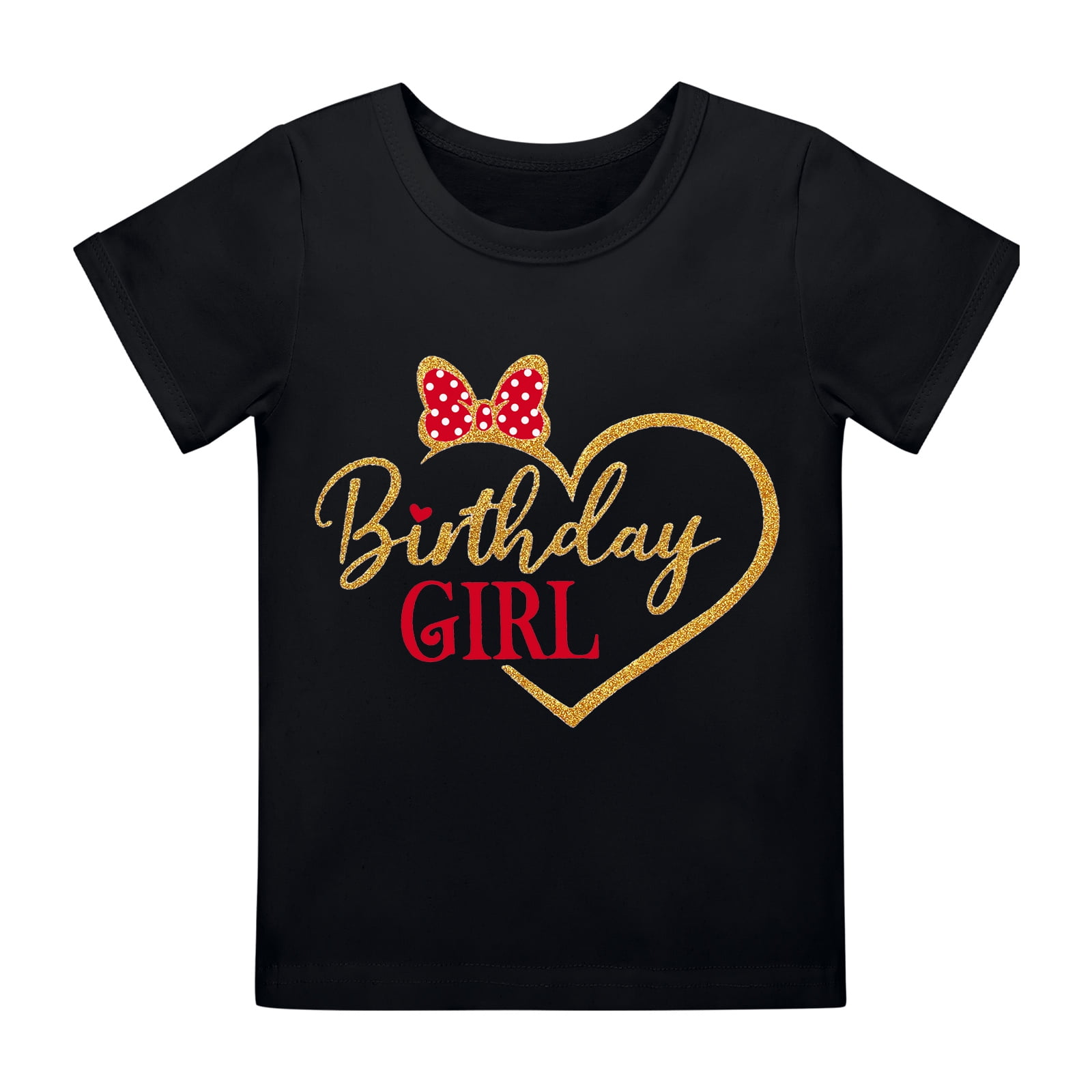 IBTOM CASTLE Toddler Girls Birthday Outfit Polka Dots Tops Tutu Skirt Mouse Ears Headband for Cake Smash Photo Shoot 4 Years Black + Red - Love Heart