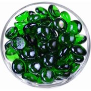 Zhuge 100 Pcs Multi-Color Flat Glass Gemstone Beads, Vase Fillers & Aquarium Decor Rocks, Green