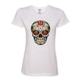 thumbnail image 2 of Dia de los Muertos Trippy Psychedelic Drugs Skull Fashion Womens Graphic T-Shirt, White, 3XL, 2 of 4