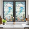 thumbnail image 2 of Jellyfish Coastal Window Privacy Film, Summer Nautical Starfish Coral Grey Wooden Static Cling UV Sun Blocking Heat Control Window Tint Day and Night, Non-Adhesive One Way Privacy Cover 17.7''x39.3'', 2 of 7
