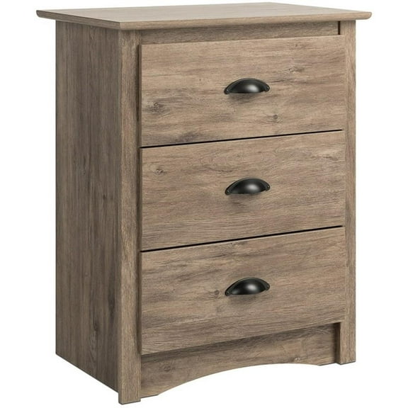 Pemberly Row Contemporary 3 Drawer Nightstand in Drifted Gray