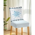 thumbnail image 2 of Stretch Chair Covers Set of 6, Christmas Winter Snowflake Blue Stripes Universal Fit Elastic Decorative Dining Chairs Slipcovers for Wedding, Banquet, Snowflakes Vintage Linen, 2 of 6