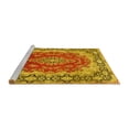 thumbnail image 2 of Ahgly Company Machine Washable Indoor Round Medallion Yellow Traditional Area Rugs, 3' Round, 2 of 4