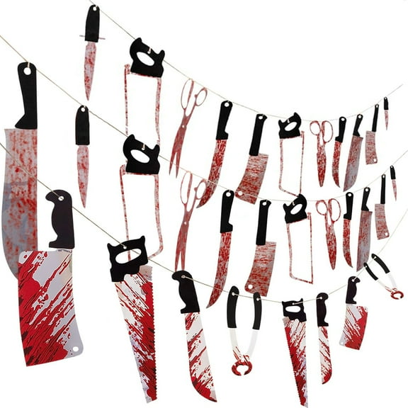 MYFLOCY Halloween Banner Garland Horror Decor Scary Party Decorations 3PCS
