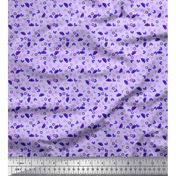 Soimoi Georgette Viscose Fabric Dot,Floral & Heart Decor Fabric Printed Yard 42 Inch Wide