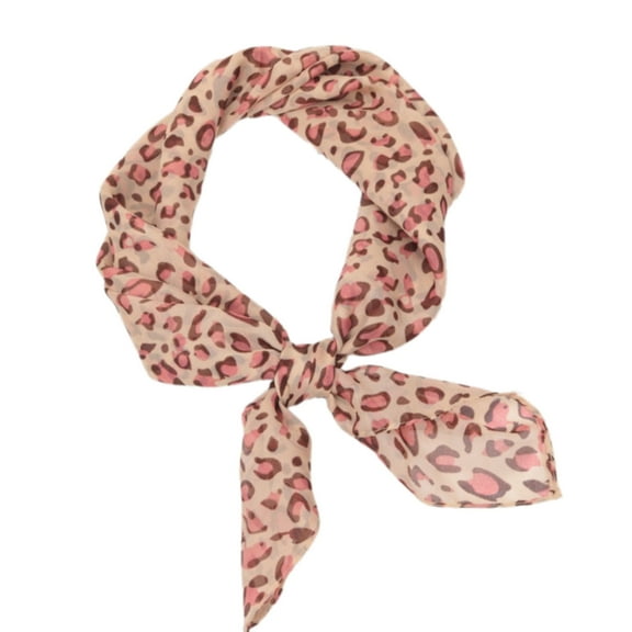 Jesscasday 65cm Leopard Print Silk Scarf for Women Girls Short Necktie Scarf Fashionable Multifunction Accessory for Any Outfit