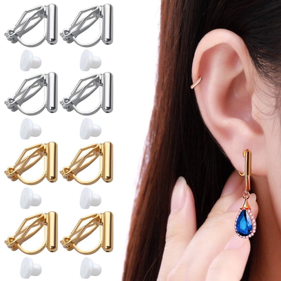 20pcs Gold & Silver Clip On Earring Converter with Post and 20pcs Soft Earring Cushion for Non-Pierced Ears