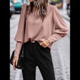 thumbnail image 4 of Blusa Elegante de Larga con Cuello Redondo para Mujer, Ideal para Otoño e Invierno, con Botones en la Espalda Rosa XXL, 4 of 7