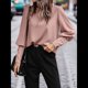 thumbnail image 4 of Blusa Elegante de Larga con Cuello Redondo para Mujer, Ideal para Otoño e Invierno, con Botones en la Espalda Rosa XXL, 4 of 7