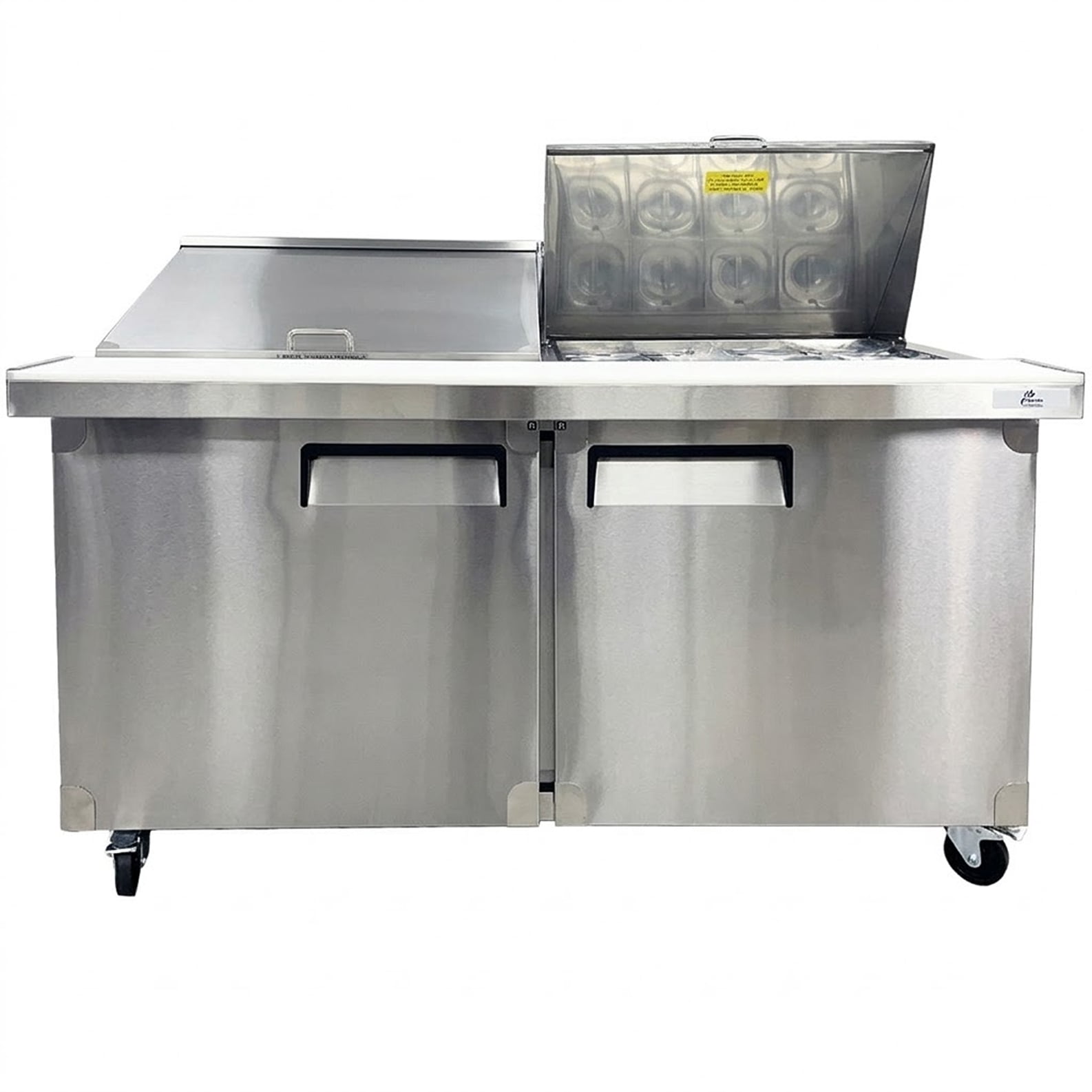 60" Mega Sandwich Prep Table Refrigerator, 18 Cu.Ft., 2-Door Commercial NSF Stainless Steel Food Prep Cooler
