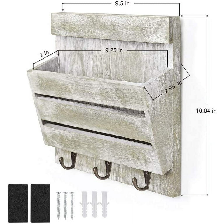 Oumilen Grey Green Mail Holder Wall Mounted Mail Organizer with