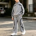 thumbnail image 2 of Youth Boys Half Zip Tracksuit 2 Piece Kids Mock Neck Pullover Sweatshirt & Jogger Pants Fall Winter Jogger Sweatsuit Outfit Gray 14-15 Years, 2 of 6