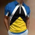 thumbnail image 2 of Saint Lucia Flag Men Zipper T-shirt Summer Casual Short Sleeve T-shirt Top, 2 of 7