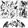 thumbnail image 1 of Juego de 3 calcomanías vintage de cuervos para muebles y manualidades (6 x 12 pulgadas). Diseño con plumas de cuervo y luna., 1 of 6