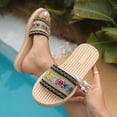 thumbnail image 5 of HNMKIU Platform Sandals Summer Flat Slide Style for Women Breathable Woven Fabric Casual Beach Slides with Sole for Indoor Outdoor Comfort Summer Shoes Multicolour,6, 5 of 9