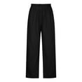 thumbnail image 5 of Idoravan Women's Plus Size Pants Clearance Womens Fashion Casual Solid Color Split Mid Waist Loose No Belt Elasticity Wide Leg Long Pants, 5 of 6