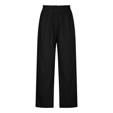 

Womens Lightweight Pantswomen S Trends Casual Solid Color Split Mid Waist Loose No Belt Elasticity Wide Leg Long Pants Black Xl