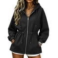 thumbnail image 5 of Mifsaly Oversized Zip Up Hoodie Women Cinched Waist Hooded Sweatshirt Lightweight Casual Long Sleeve Athletic Jacket with Drawstring and Pockets Black,S, 5 of 7