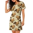 thumbnail image 2 of Vsdgher Chemise de Nuit Rétro Motif Écureuil Manches Courtes Col Rond Mignonne Robe de Nuit Confortable, 2 of 6