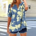 thumbnail image 5 of Women's V-Neck Button Down Tee Short Sleeve Tie Dye Ombre Top Loose Fit Casual Summer Blouse Comfortable for Everyday, 5 of 5