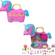Polly Pocket Unicorn Partyland Playset with 2 Micro Dolls, Pets & 25+ Surprise Accessories