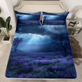 thumbnail image 2 of Manfei Dreamy Purple Flower Twin Sheet Sets,Natural Landscape Twin Fitted Sheet,Rustic Floral Flat Sheet For Kids,Girls,Ultra Soft Home Decor,3pcs, 2 of 7