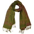 thumbnail image 1 of Peach Couture Châle Jacquard Réversible Ravissant pour Femmes Pashmina (Vert Armée/rouille), 1 of 4