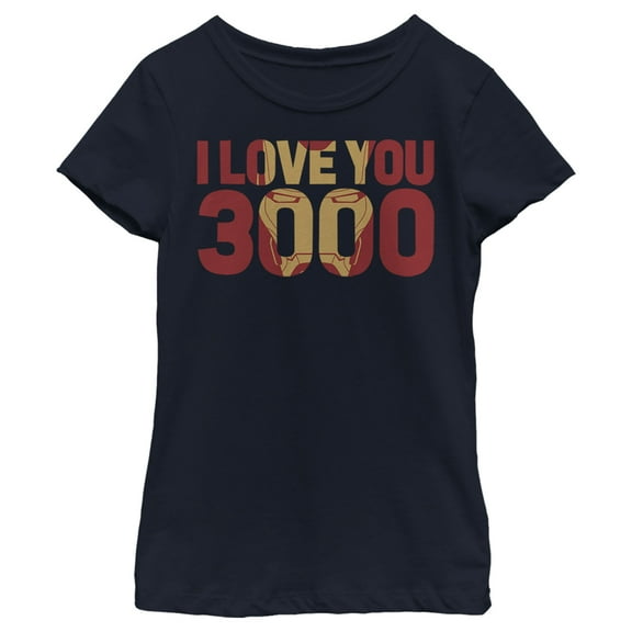 Girl's Marvel Iron Man Forever Love 3000 Graphic Tee Navy Blue Medium