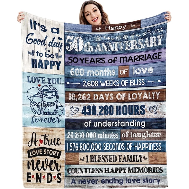 LHSHID 50th Wedding Anniversary Gift for Wife Husband and Parents Couple Blanket 30x40in