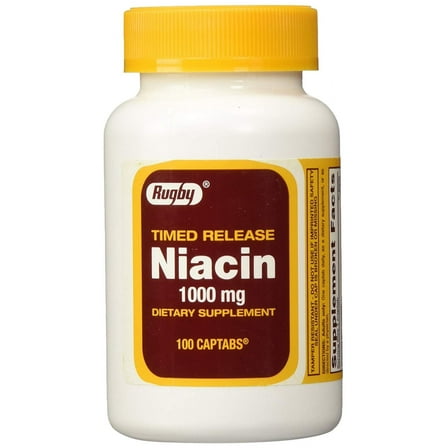 Rugby Niacin 1000 mg. 100 Tablets (Pack of 2)