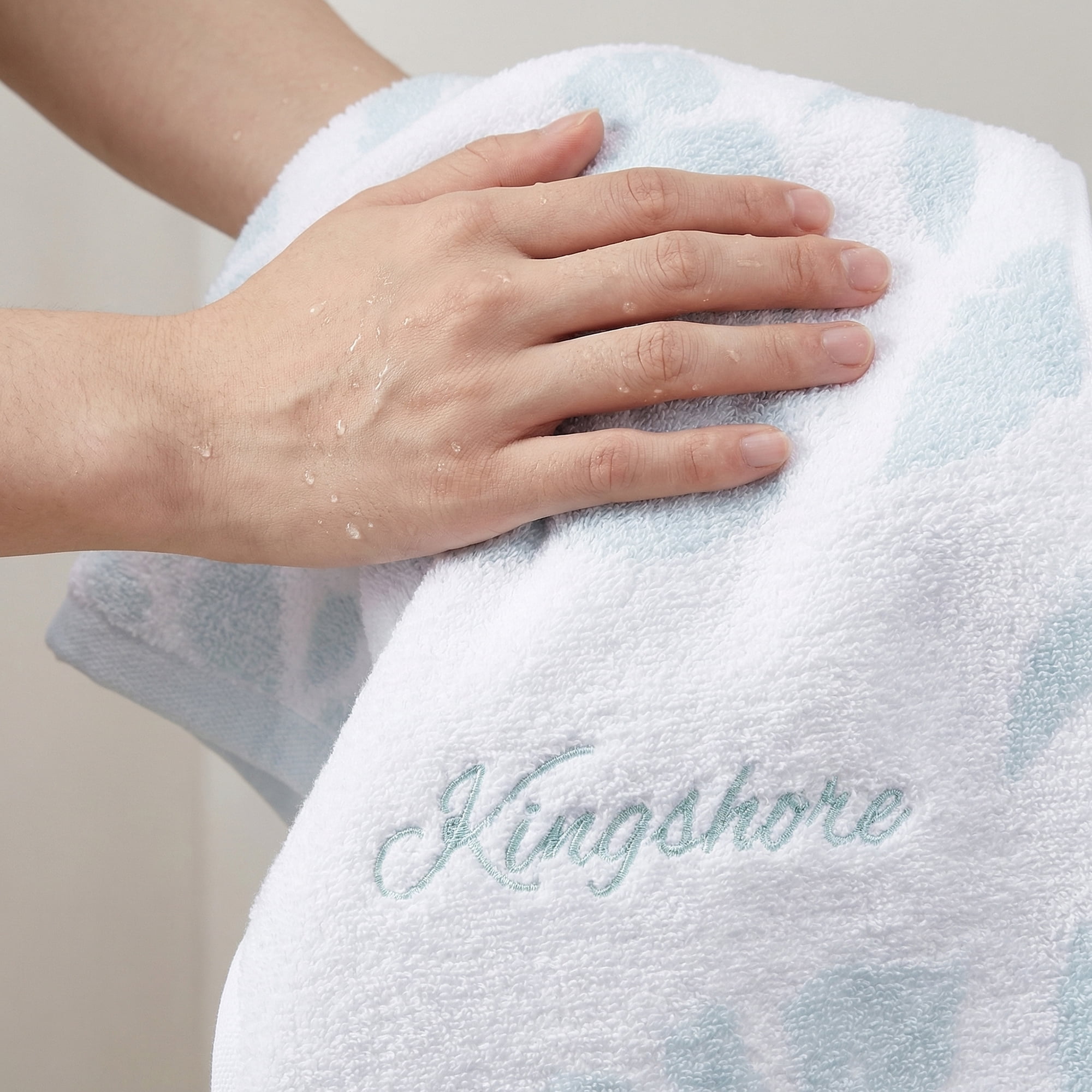 Unique Bargains Cotton Leaf Jacquard Soft Absorbent Hand Towel Green 28" x 13"