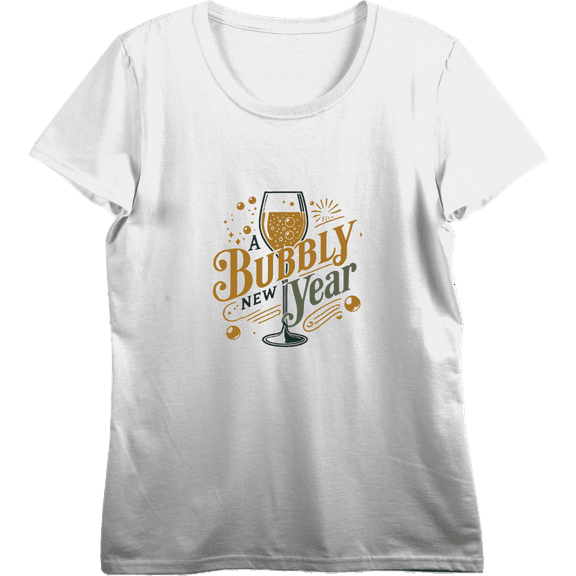 A Bubbly New Year Women's Vivid White Crew Neck Short Sleeve Crop Tee-XS