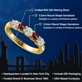 thumbnail image 2 of Gem Stone King 18K Yellow Gold Plated Silver Lab Grown Diamond and Red Rhodolite Garnet Wedding-Bands Ring for Women | 0.95 Cttw | Round 3.5MM | Gemstone April Birthstone | Size 5, 2 of 6
