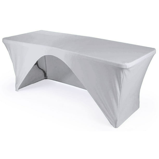 La Linen Mantel Rectangular De Licra Con Espalda Abierta, 96 X 30 X 30 Pulgadas, Color Blanco