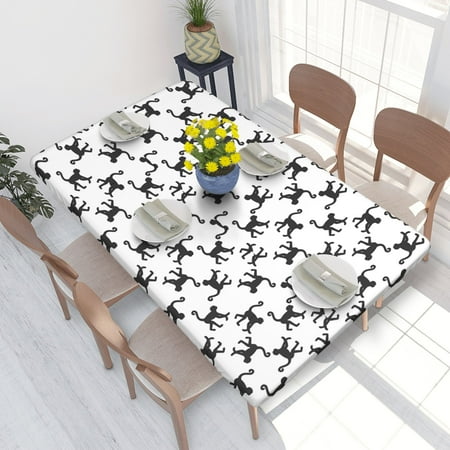 

Home Deluxe Tablecloth Clever Monkey Cartoon Cute Waterproof Elastic Rim Edged Table Cover- For Christmas Parties And Picnics 4ft