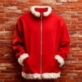 thumbnail image 4 of BOBOGOJP Hoodies for Girls Full Zip Furry Trim Thick Jacket Kids Boys Christmas Santa Sherpa Fleece Lined Warm Pullover Red for Size 4-5 Years, 4 of 6