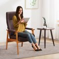 thumbnail image 4 of PU Leather Arm Chair Accent Guest Chair Lounge High Back Solid Wood Frame Brown, 4 of 10