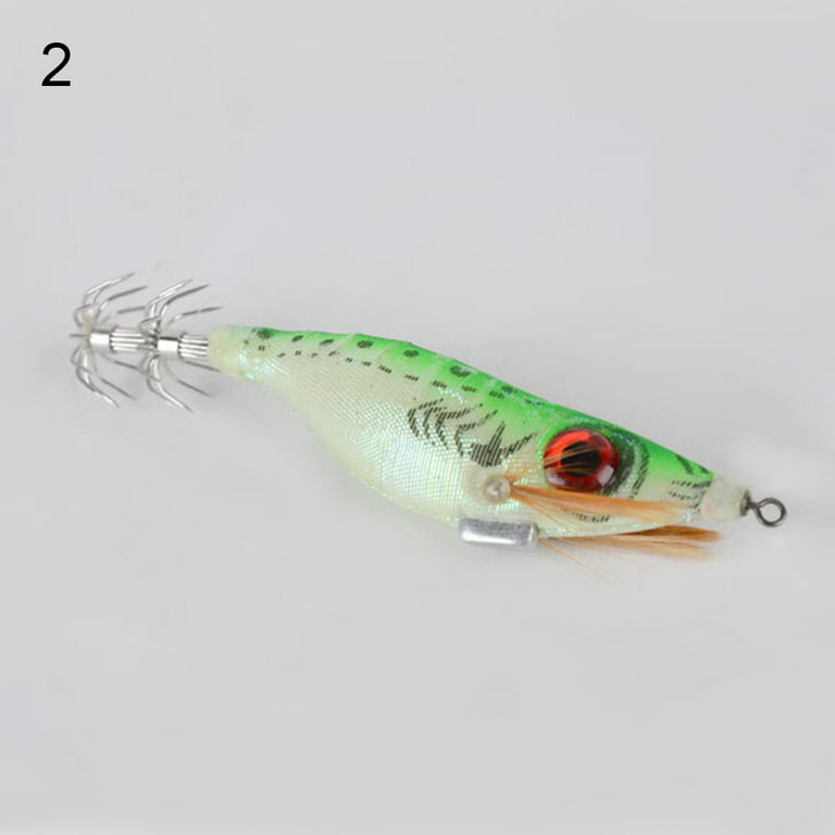 Biplut Saltwater 3D Shrimp Fishing Lure Luminous Prawn Flick Bait Squid Jig  Hook Tackle (Green) 