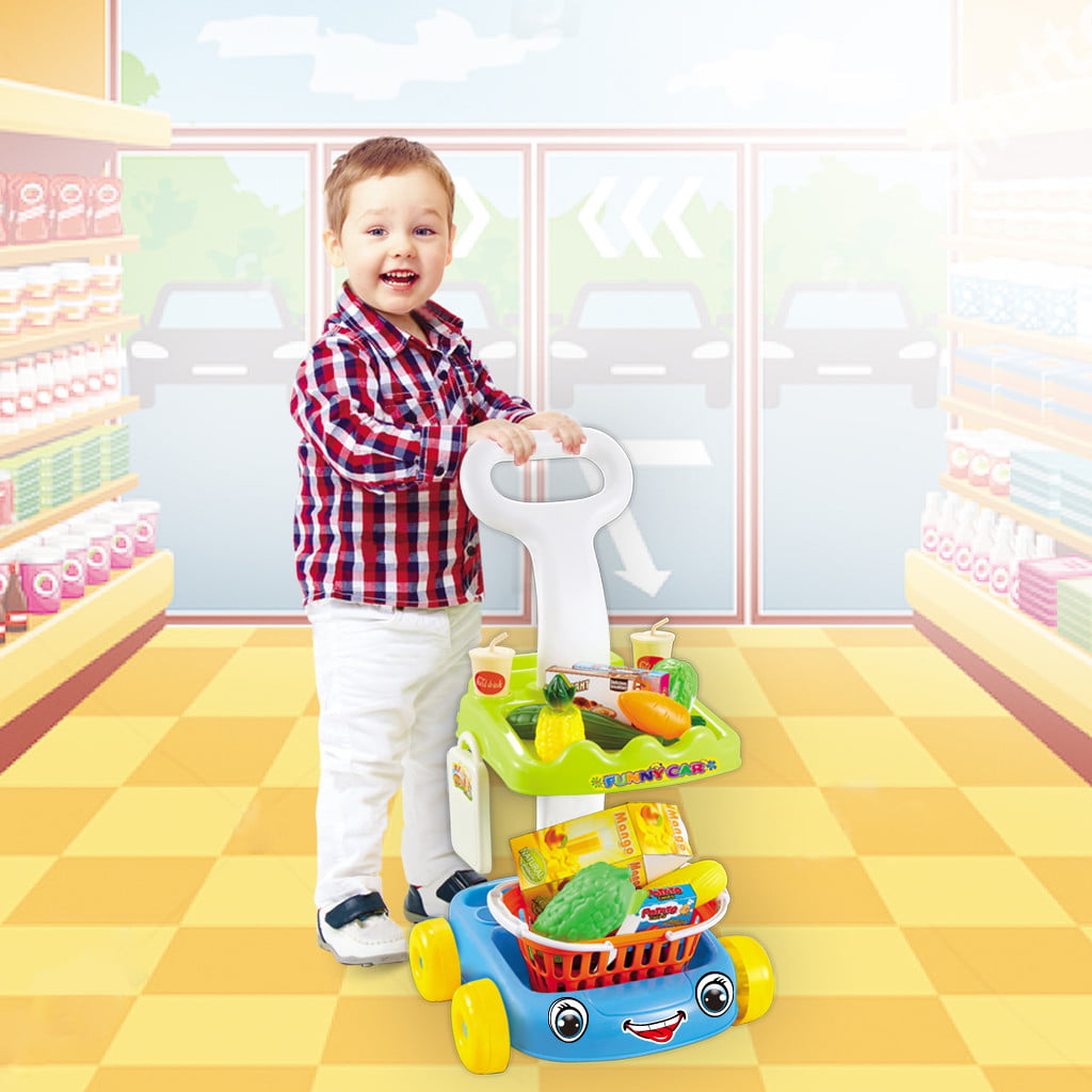 Shopping Trolley Child Toddler Role Play Toy Pretend For Boys Girls 