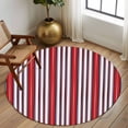 thumbnail image 3 of Round Area Rug 6 Ft, Red Pink Stripes Washable Non-Slip Circle Carpet for Living Room/Bedroom, Country Simple Gradient Vertical Lines Low-Profile Indoor Mats Collection Rugs for Residential, 3 of 7