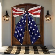 Chmadoxn Giant 98 Inch Independence Day Bow, Extra Large 8.2ft Red White Blue Patriotic Door Decoration, 4th of July Large House Hanging Bow for Garage, Porch and Outdoor Party