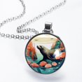 thumbnail image 2 of Sea Lion Glass Circular Pendant Necklace - Stylish Women's Jewelry, 2 of 5