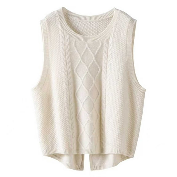ZXLBBD Women Fashion Solid Color Vest Short Split Knit Sweater Vest Casual Outdoor Cozy Daily Wear