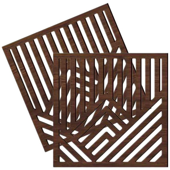 Clispeed 2-Pack Wooden Coffee Wall Art Panels Mountain Hollowed Decorative Wall Hanging for Living Room Decor