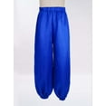 thumbnail image 2 of TiaoBug Big Girls Satin Bloomers Tribal Arabic Wide Leg Trousers Elastic Waist Belly Dance Harem Pants Blue 6, 2 of 7