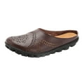 thumbnail image 2 of Lilgiuy Womens Shoes Solid Color Retro Hollow Out Carved Flower Slippers Slip on Summer Mules Closed Toe Slides Loafers for Tennis(Brown,8.5), 2 of 4