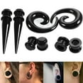 thumbnail image 3 of Unisex 8 Pieces black color ear Gauges Stretching Acrylic Tapers,Tunnels,Spiral 8mm, 3 of 6