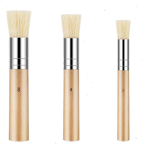 Pinceles para plantillas de madera, pinceles de cerdas naturales de 3 tama?os para pintura acrílica, pintura al óleo, pintura de acuarela, fabricación de tarjetas, artesanías de bricolaje Pr ShuxiuWang 8390612268205